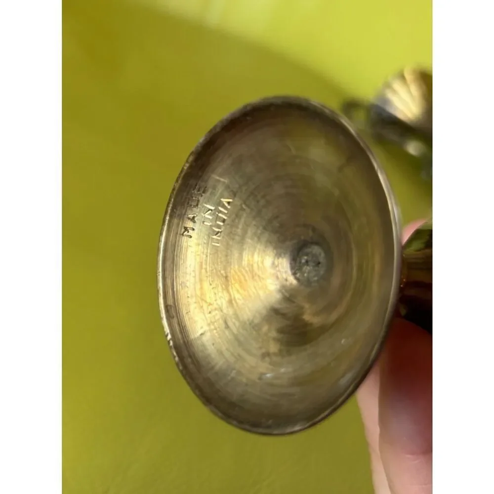 Vintage Brass Mini Vase Set Italy & India Ornate Floral Etched Bud Vases
